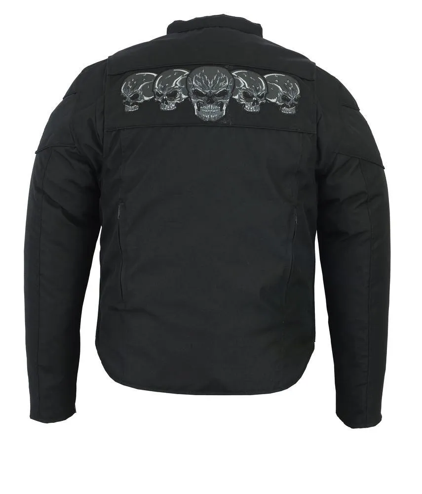 Daniel Smart Black Textile Scooter Jacket w/ Reflective Skulls