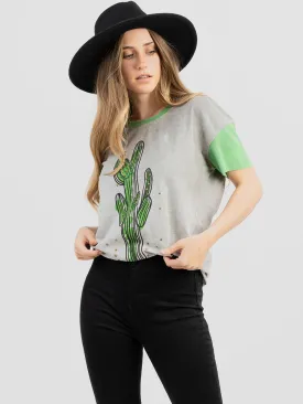 Delila Women's Mineral Wash Saguaro Graphic Short Sleeve Tee