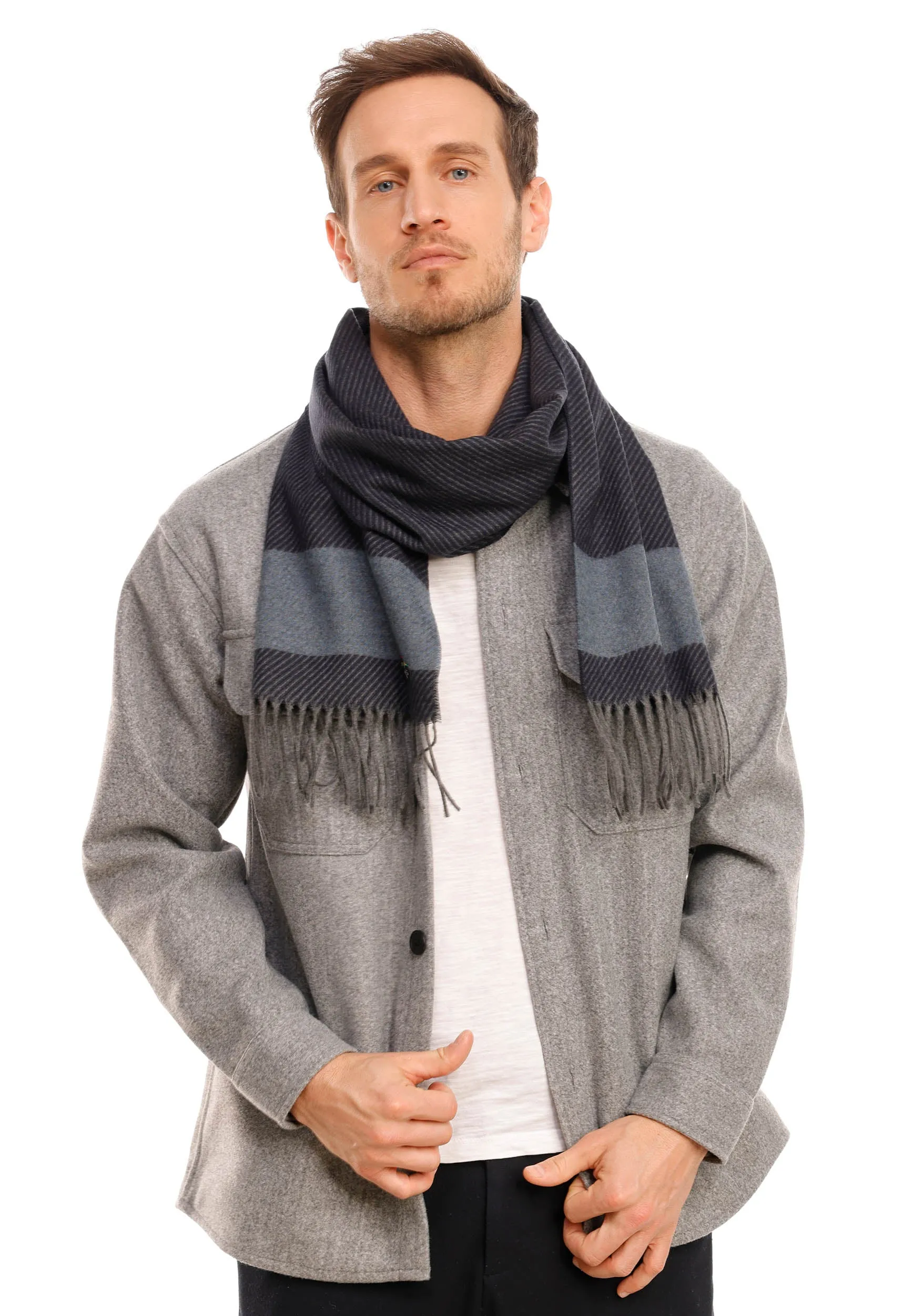 Diagonal Texture Cashmink Stripe Scarf