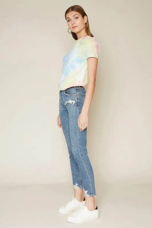 DISTRESSED TIE DYE TEE