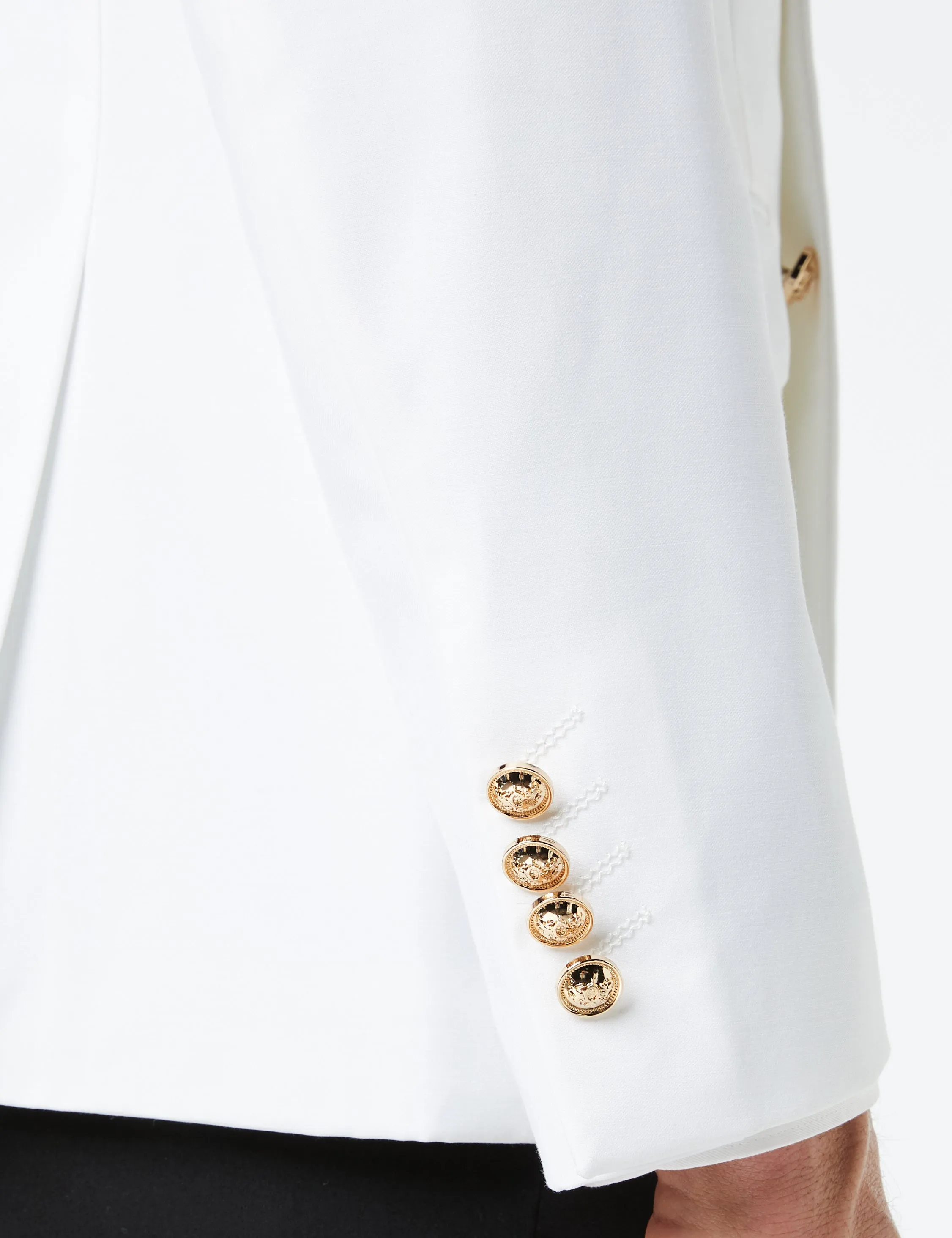 DOUBLE BREASTED GOLD BUTTON WHITE JACKET