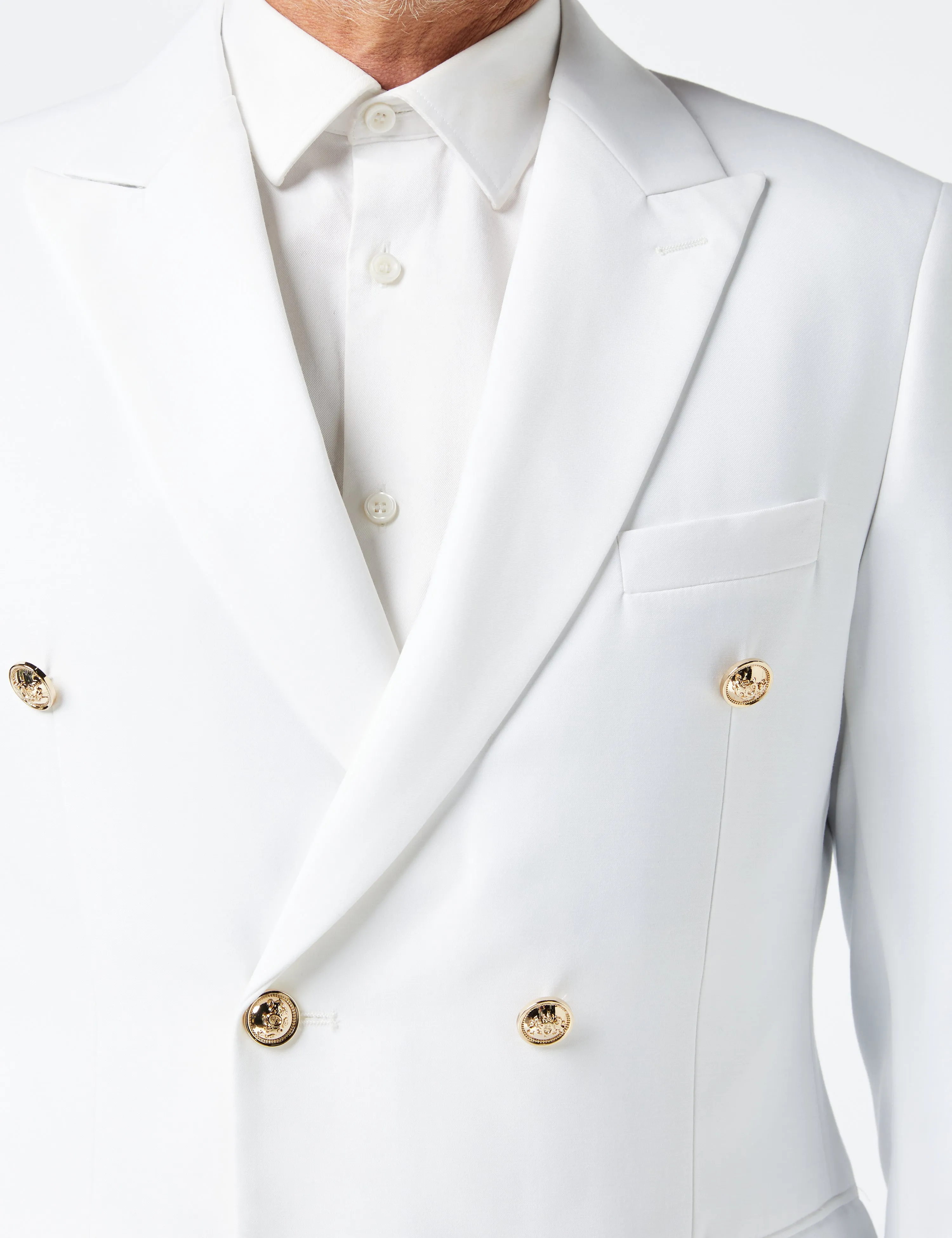 DOUBLE BREASTED GOLD BUTTON WHITE JACKET