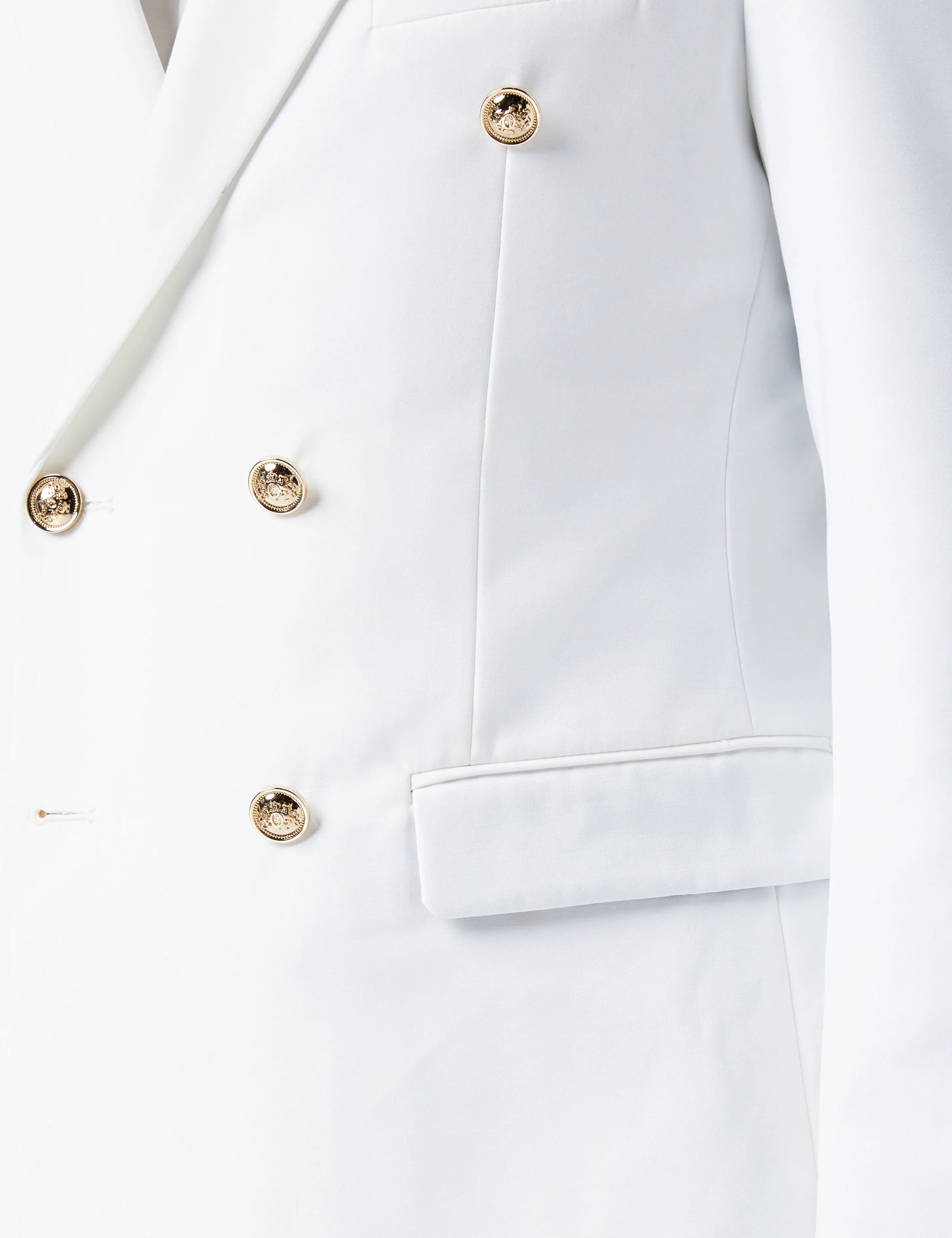 DOUBLE BREASTED GOLD BUTTON WHITE JACKET