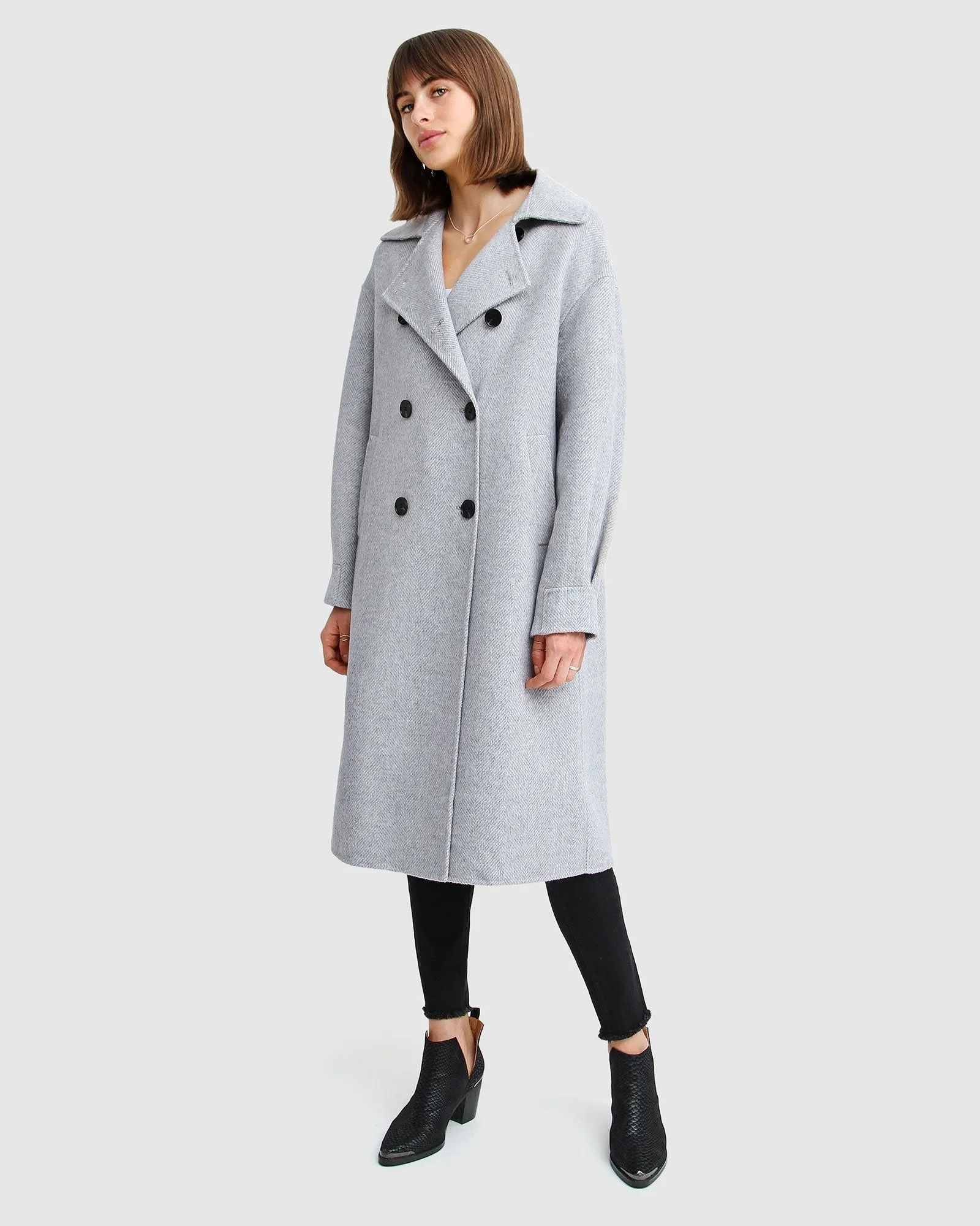 Dream Lover Loose Fit Wool Blend Coat - Grey