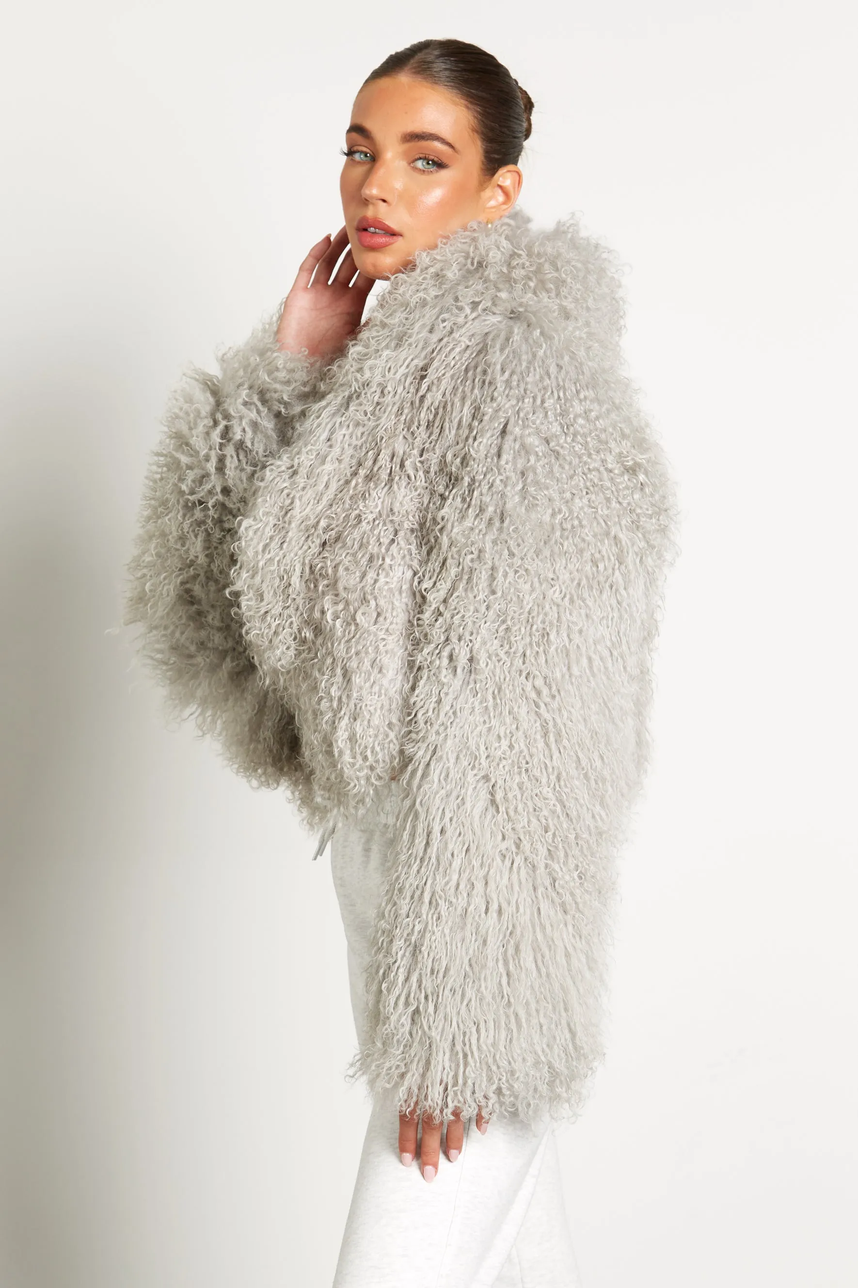 Elsa Cropped Mongolian Fur Coat