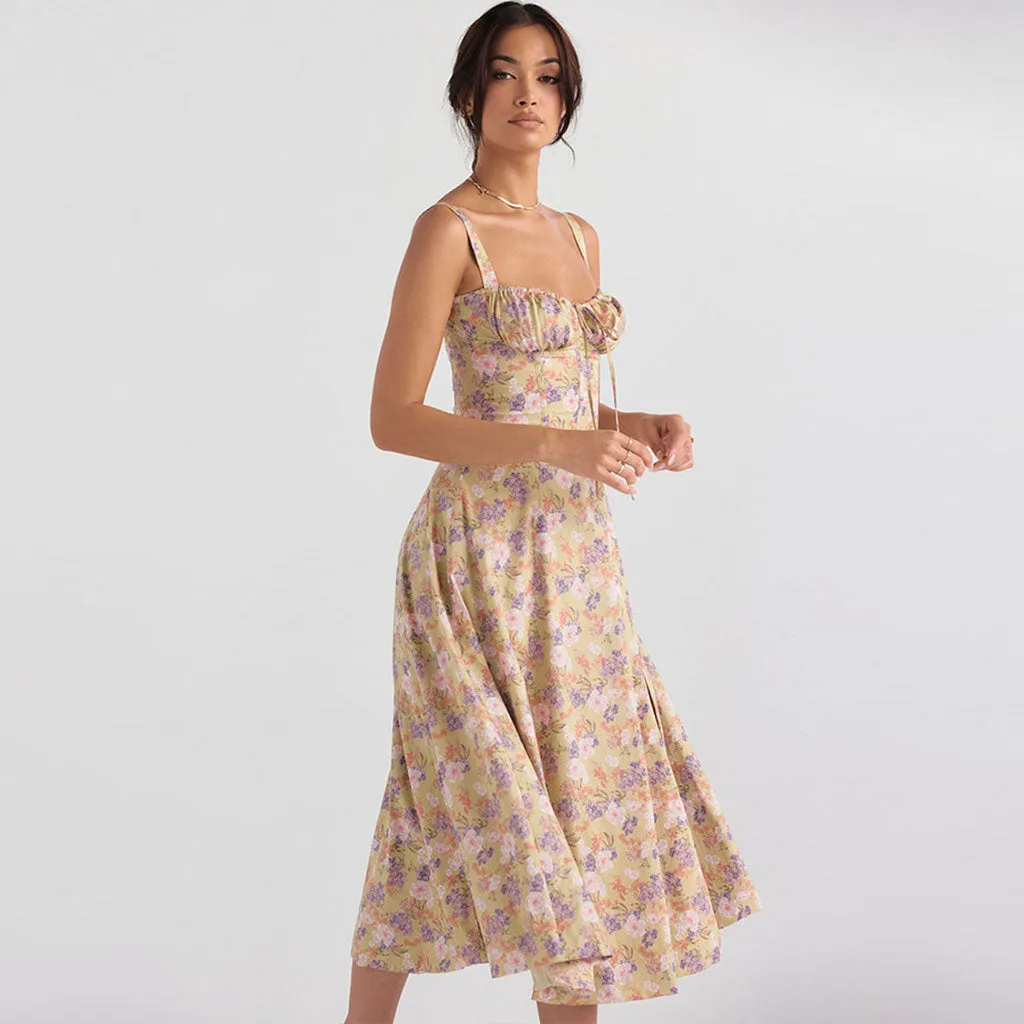 Floral Printed Crop Top and Classic Tiered Ruffle Skirt Matching Set