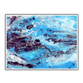 Framed horizontal blue & brown abstract wall art print