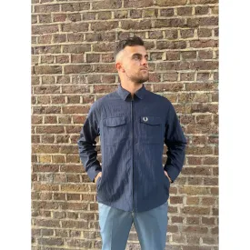 Fred Perry - M5684 Textured Zip Through Navy 608 - Overshirt