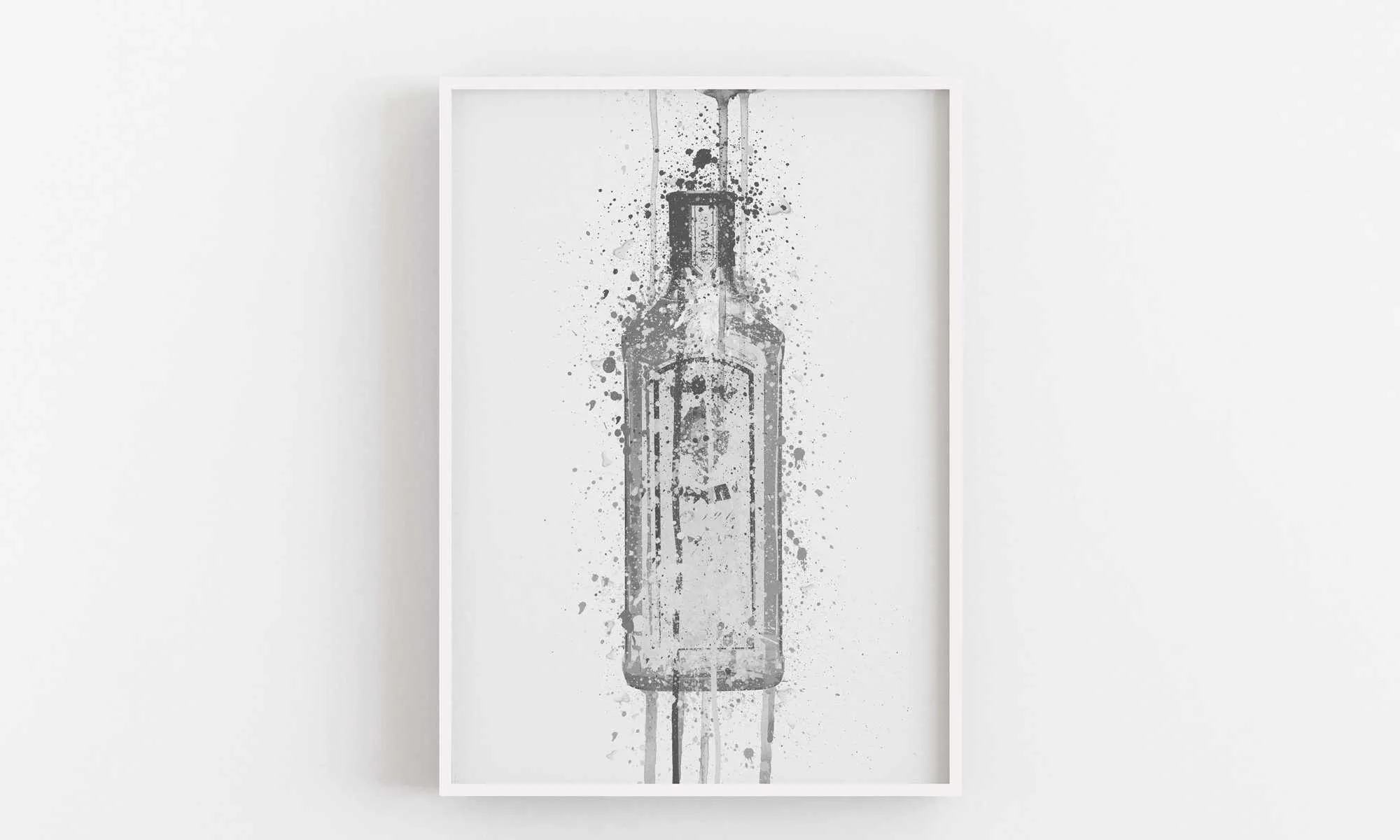 Gin Bottle Wall Art 'Ocean Blue' (Grey Edition)