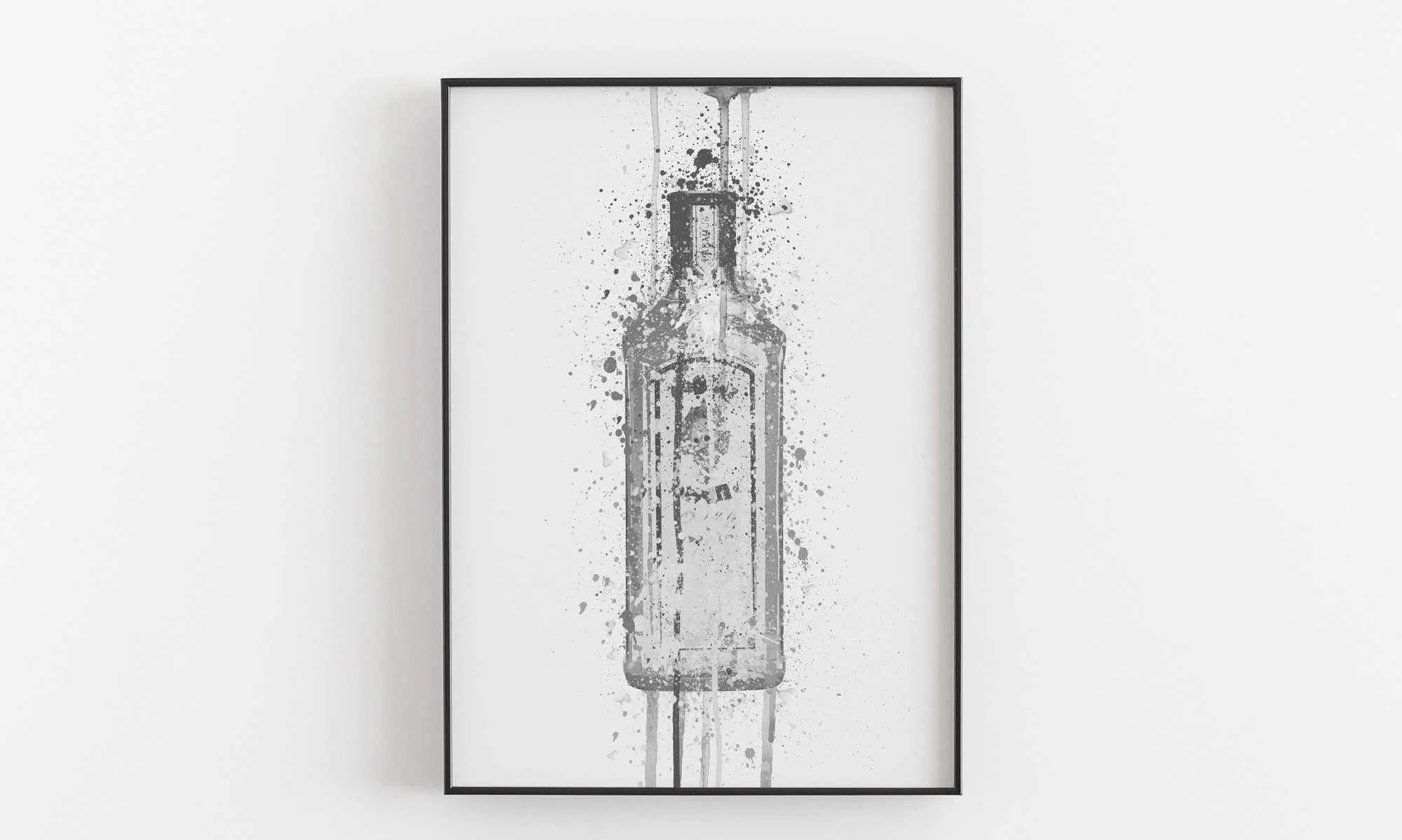 Gin Bottle Wall Art 'Ocean Blue' (Grey Edition)