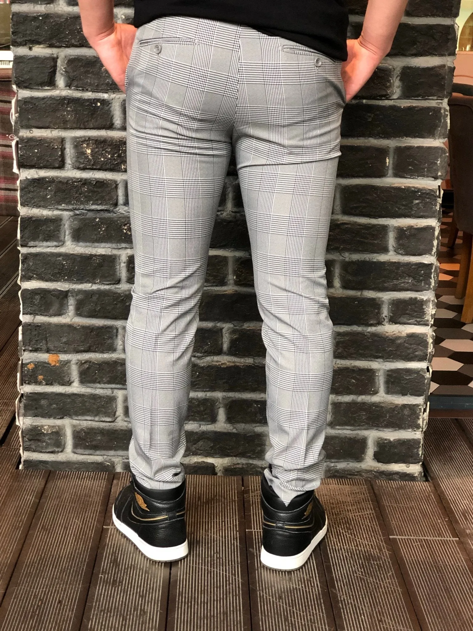 Gray Checkered Slim Fit Casual Mens Pant DJ179 Mens Pant