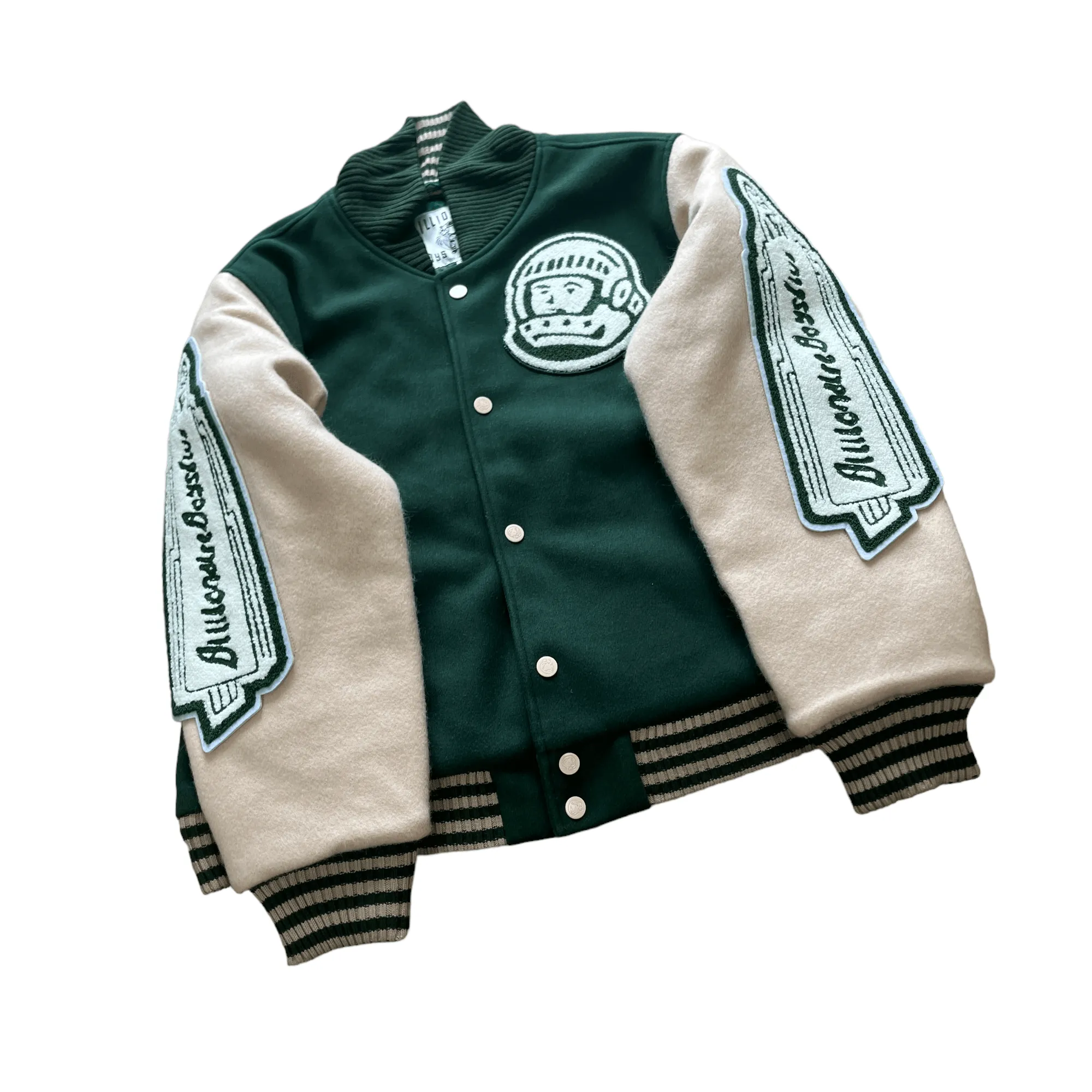 Green   Cream Billionaire Boys Club (BBC) Varisty Jacket - Medium