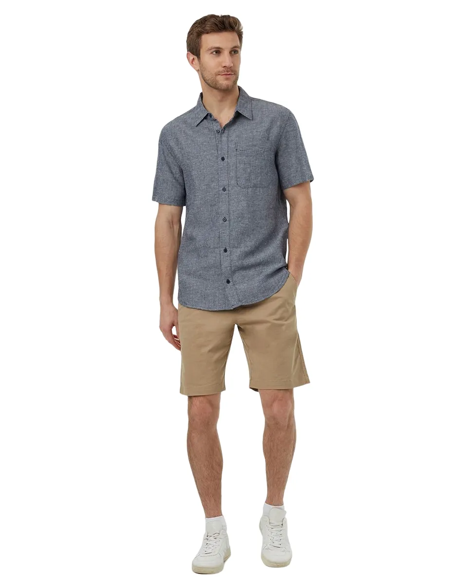 Hemp Button Front Shortsleeve Shirt (Dress Blue)