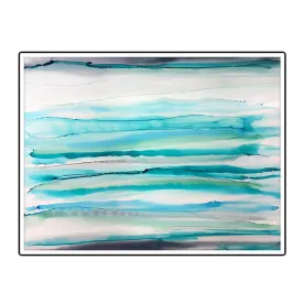 Horizontal aqua blue & grey abstract alcohol ink art print