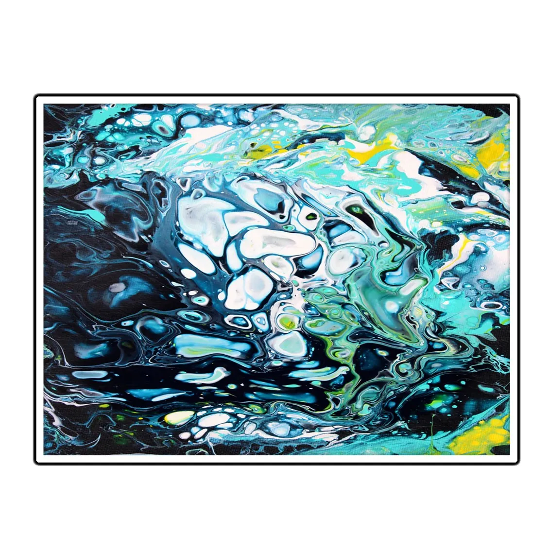 Horizontal blue & teal abstract wall art print