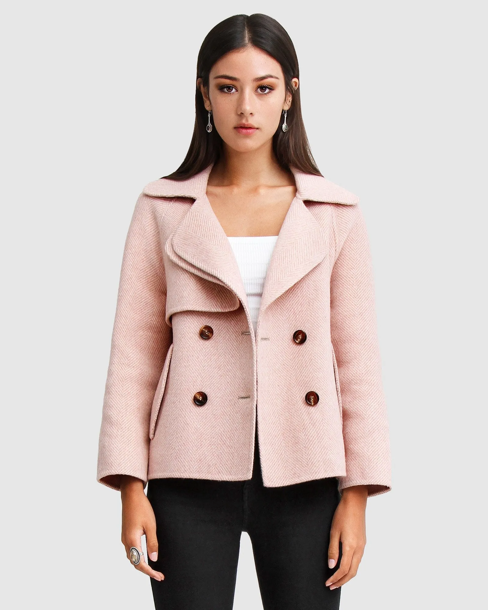 I'm Yours Wool Blend Peacoat - Blush