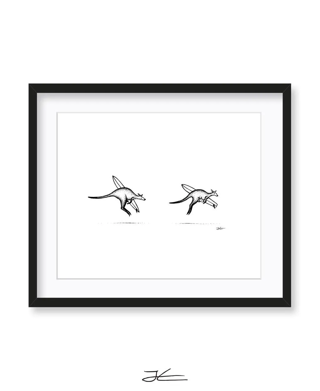 Inktober Kangaroos - Print/ Framed Print