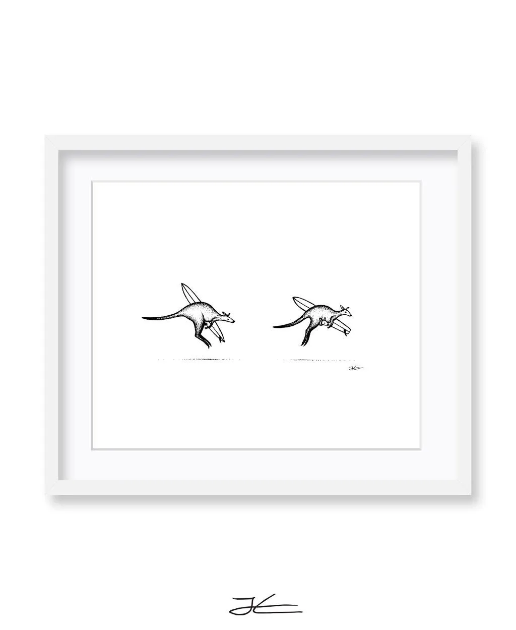 Inktober Kangaroos - Print/ Framed Print