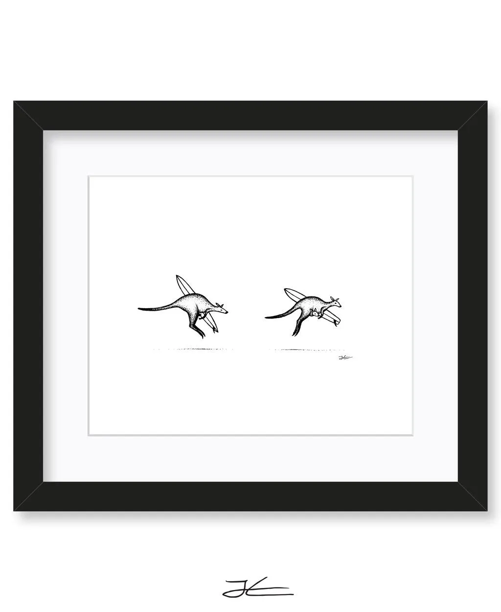 Inktober Kangaroos - Print/ Framed Print