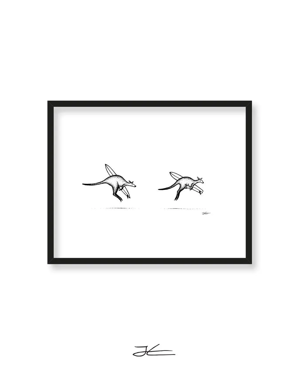 Inktober Kangaroos - Print/ Framed Print