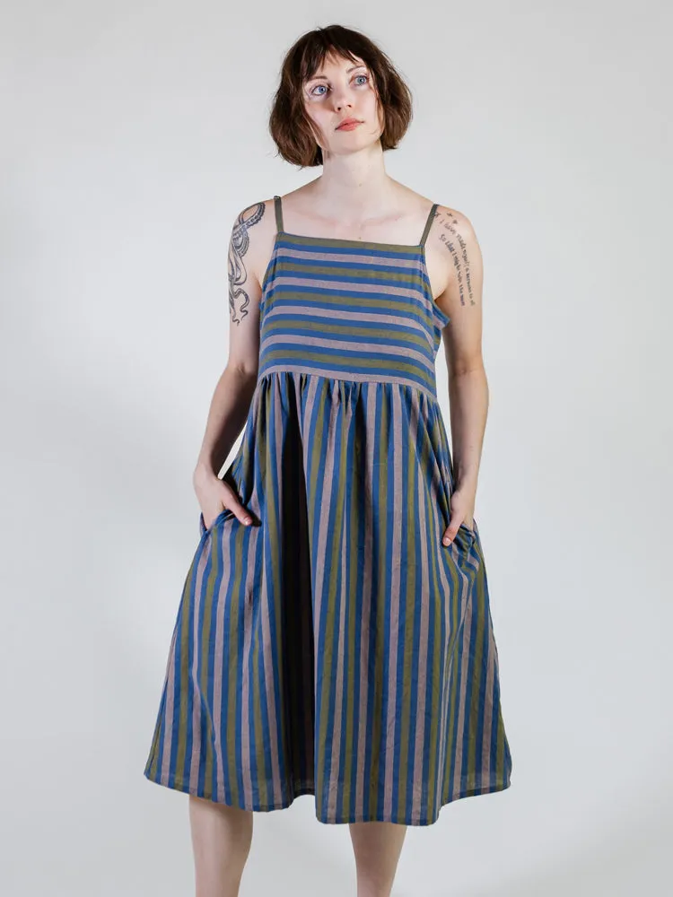 Ivy Midi Dress - Lavender Stripe