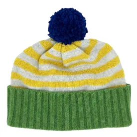 Kids' Green & Electric Yellow Stripe Bobble Hat