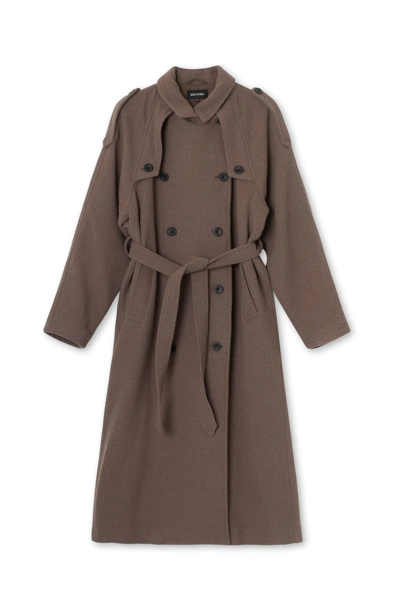 KIRA BOUCLE TRENCHCOAT - GREY BROWN