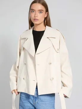 KIRA LINEN JACKET - CREME