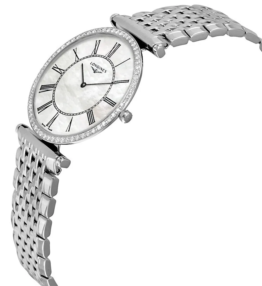 Longines La Grande Classique Stainless Steel Mother-Of-Pearl Dial Diamonds Quartz Womens Watch L4.741.0.99.6