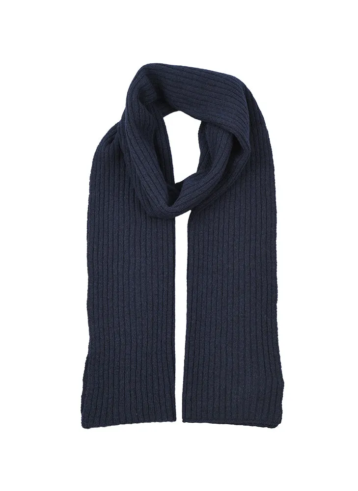 Men's Ribbed Lambswool Blend Knitted Scarf