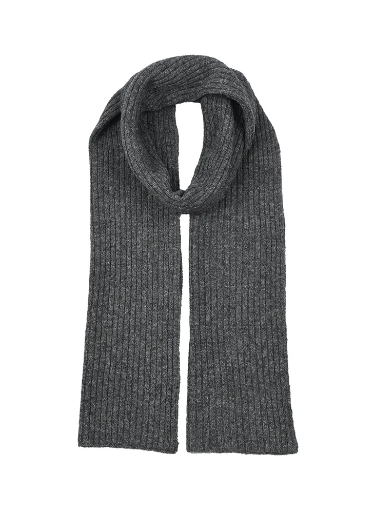 Men's Ribbed Lambswool Blend Knitted Scarf