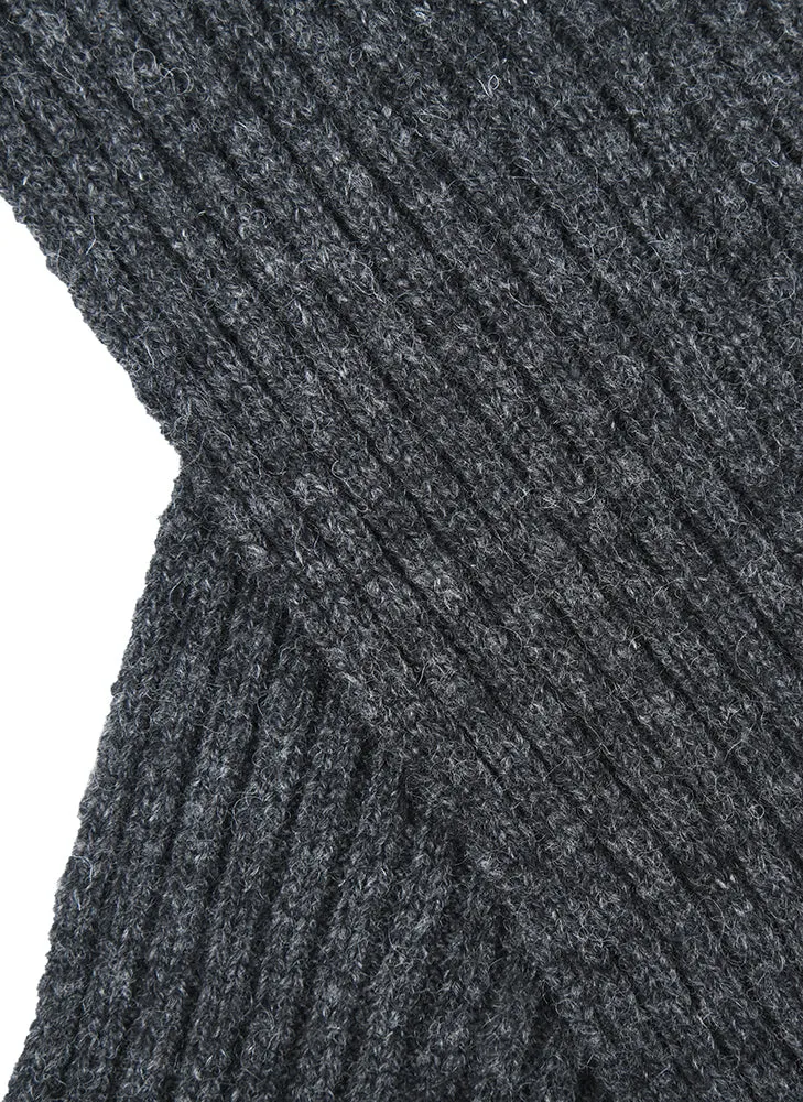 Men's Ribbed Lambswool Blend Knitted Scarf