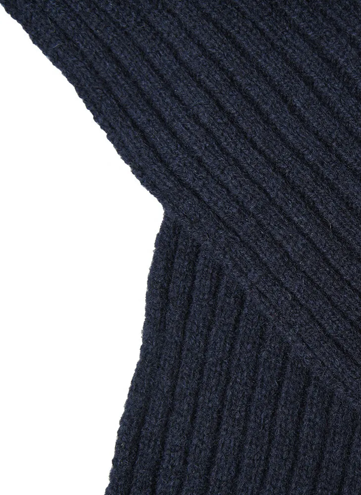 Men's Ribbed Lambswool Blend Knitted Scarf