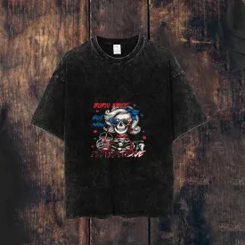 Mens Vintage American Flag Skeleton Print Tee