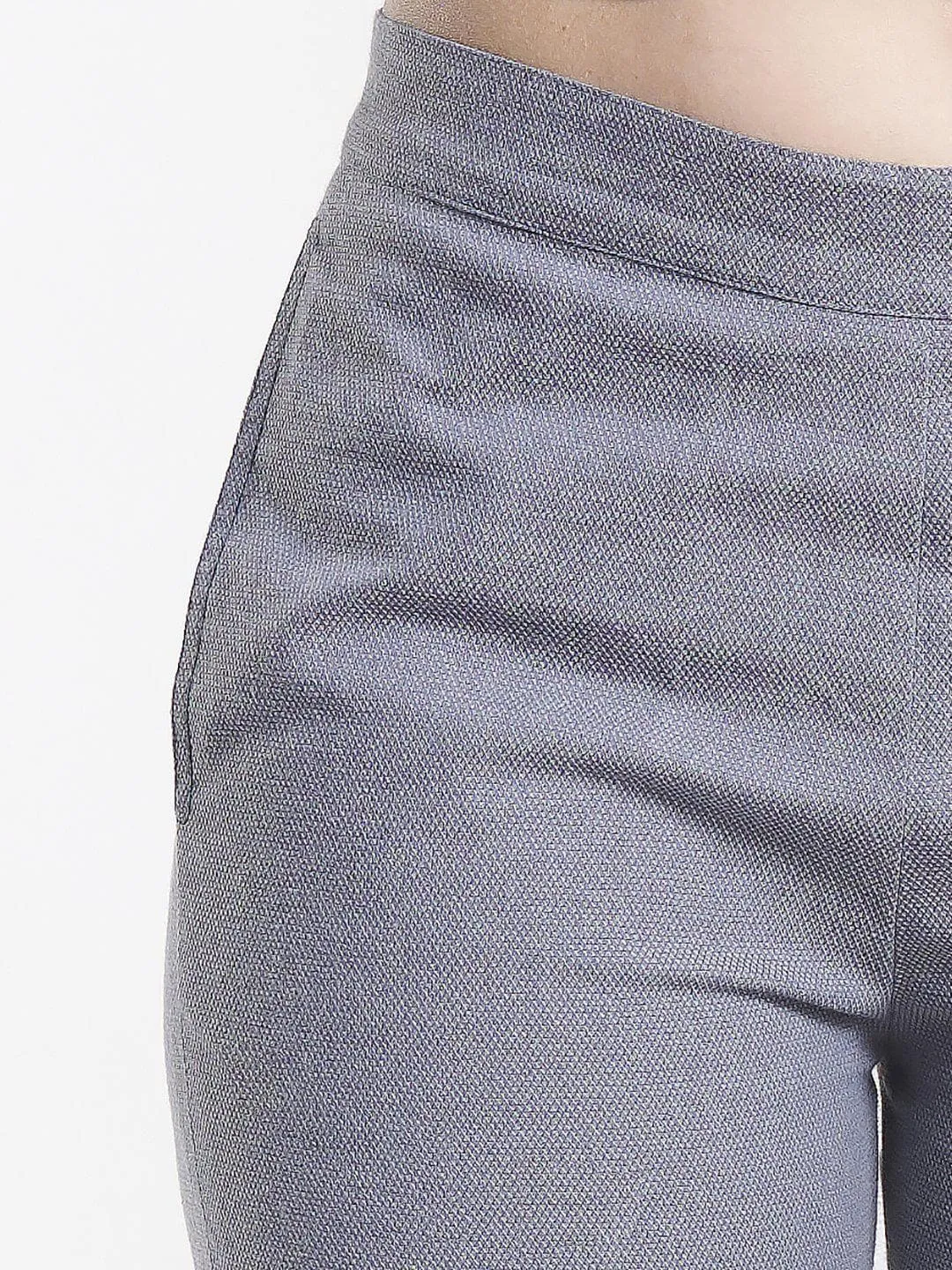 Mid Waist Cotton Stretch Half Pants - Grey