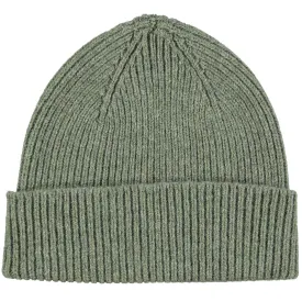 Moss Green Ribbed Lambswool Unisex Beanie