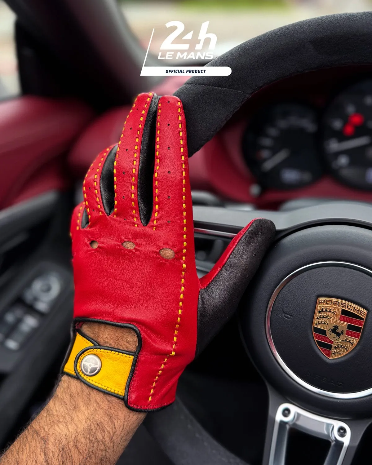 MULSANNE 24 Hours of Le Mans - Driving Gloves - Hyper Black/Racing Red/Modena Yellow