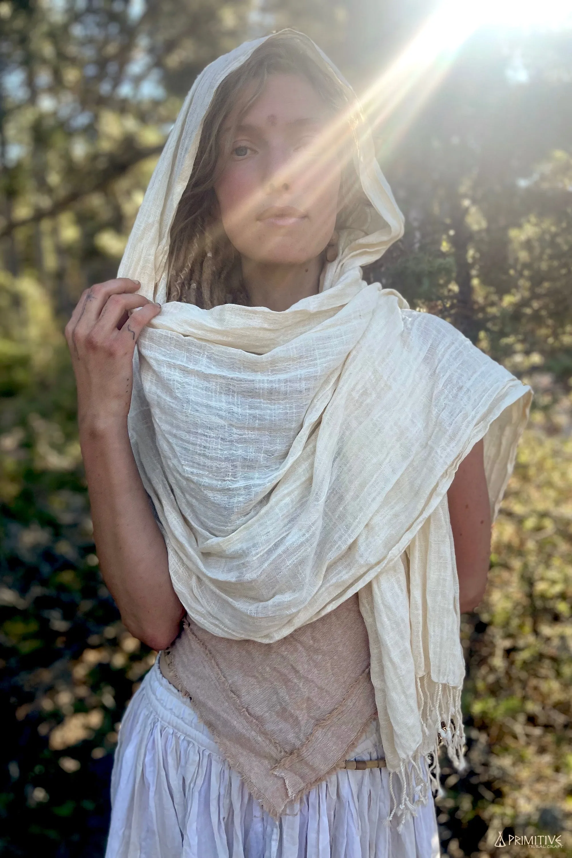 Natural Cotton Scarf ⋙⋘ Natural Cream or Natural Dye Brown