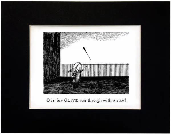 O is for Olive run through with an awl Print