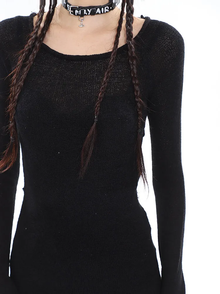 Open Back Long Knit Top