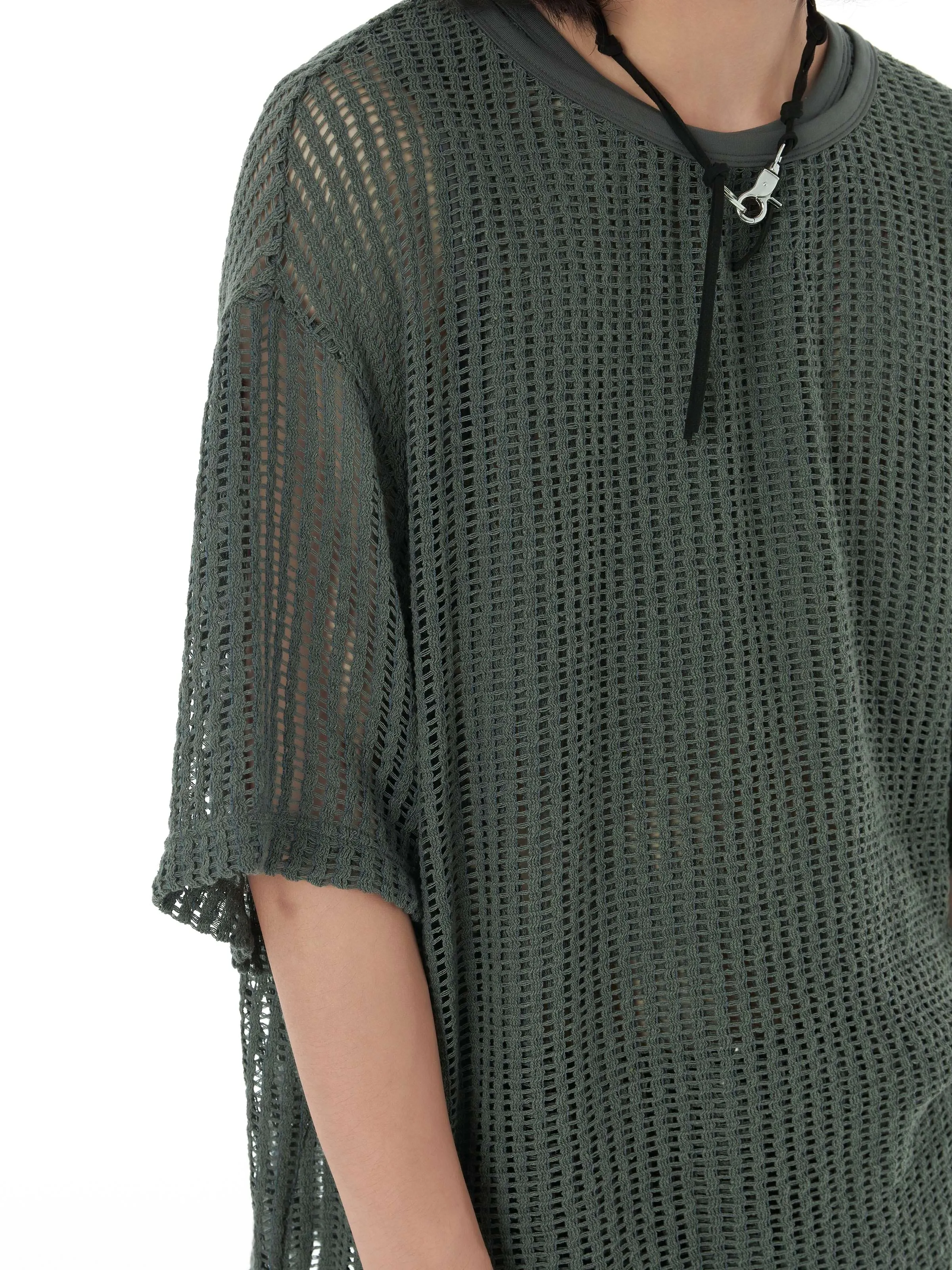 Open Knit Drop Shoulder Shirt