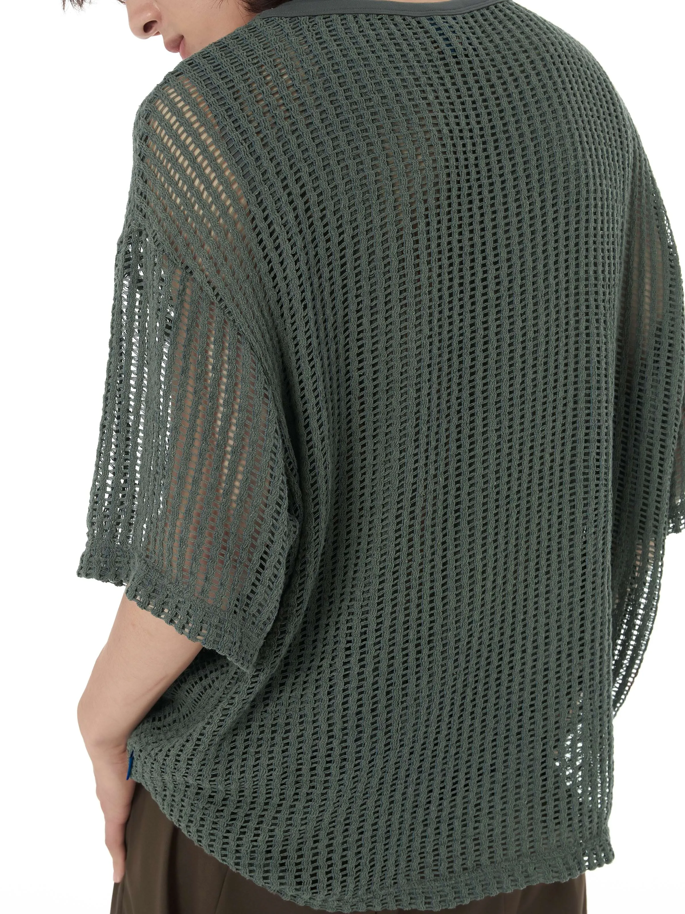 Open Knit Drop Shoulder Shirt