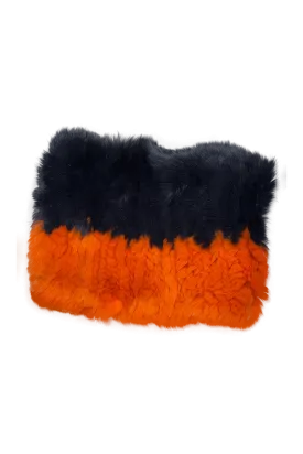 Orange and Navy Rex Rabbit Fur Funnel