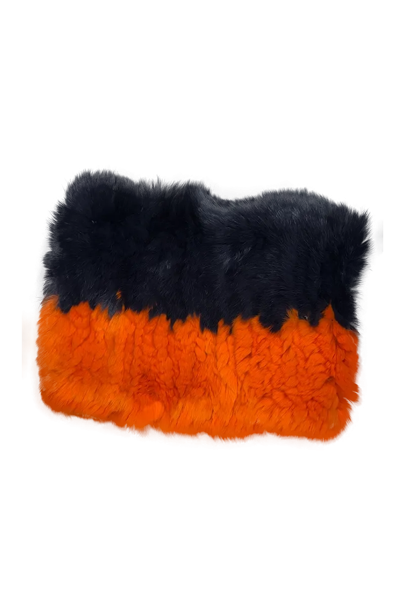 Orange and Navy Rex Rabbit Fur Funnel