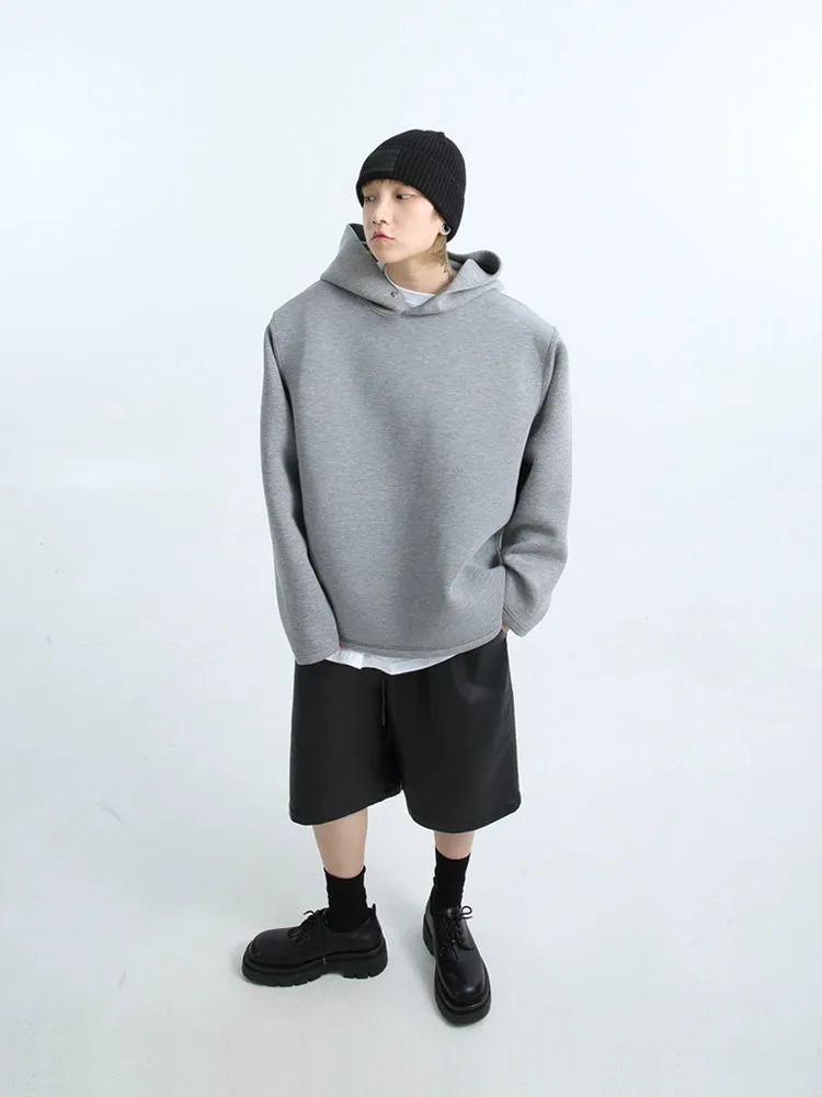 Oversized Button No-String Pullover Hoodie