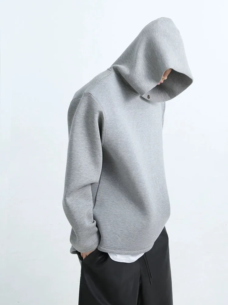 Oversized Button No-String Pullover Hoodie