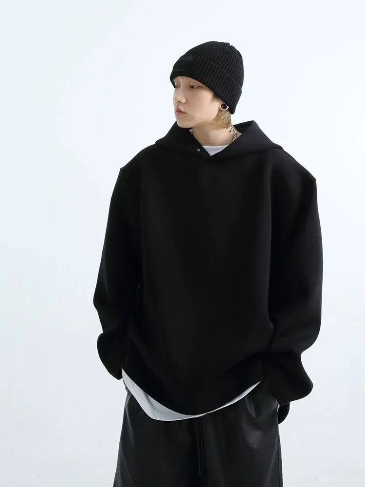 Oversized Button No-String Pullover Hoodie