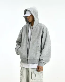 Oversized Mid-Crop Zip-Up Lightweight Hoodie with Pockets