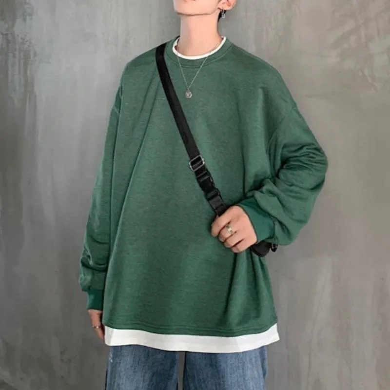 Oversized Mock Two-Piece Long-Sleeve Tee