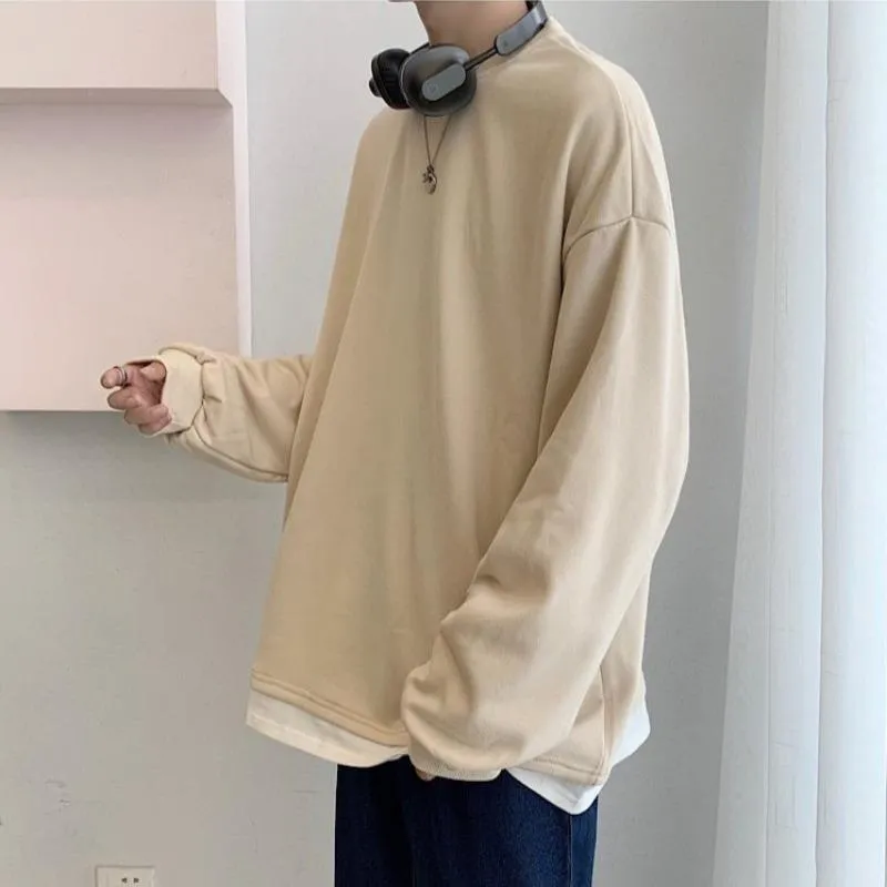 Oversized Mock Two-Piece Long-Sleeve Tee